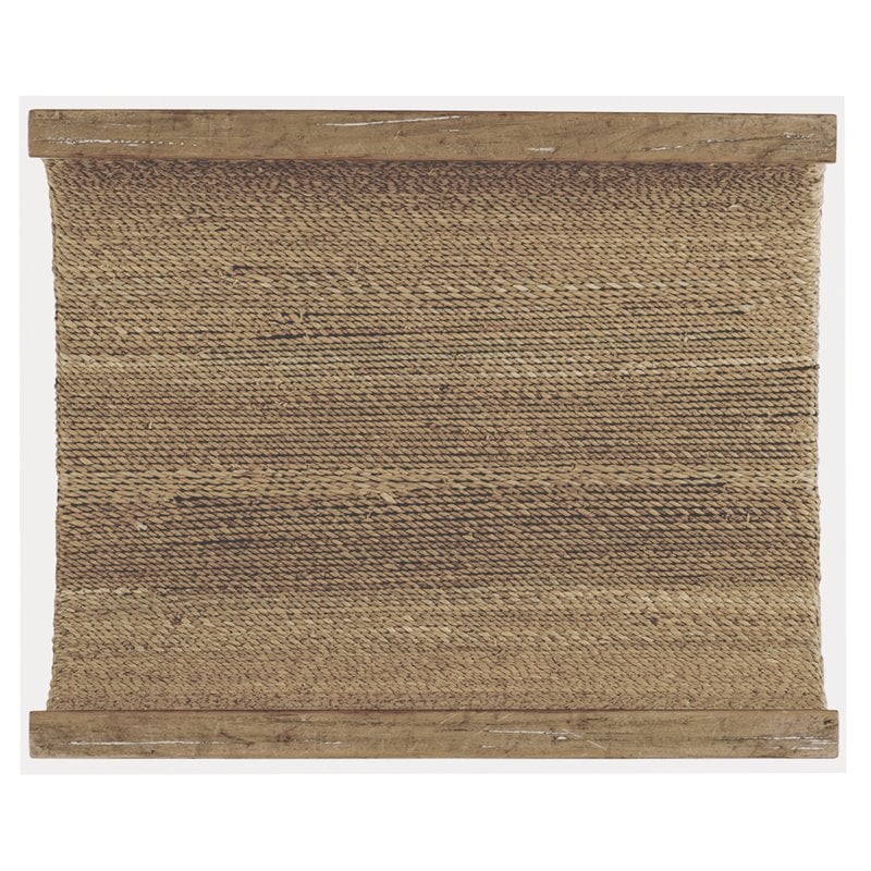 Home Square Rectangle Tempered Glass Top End Table in Woven - Set of 2
