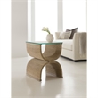 Home Square Rectangle Tempered Glass Top End Table in Woven - Set of 2