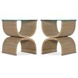 Home Square Rectangle Tempered Glass Top End Table in Woven - Set of 2