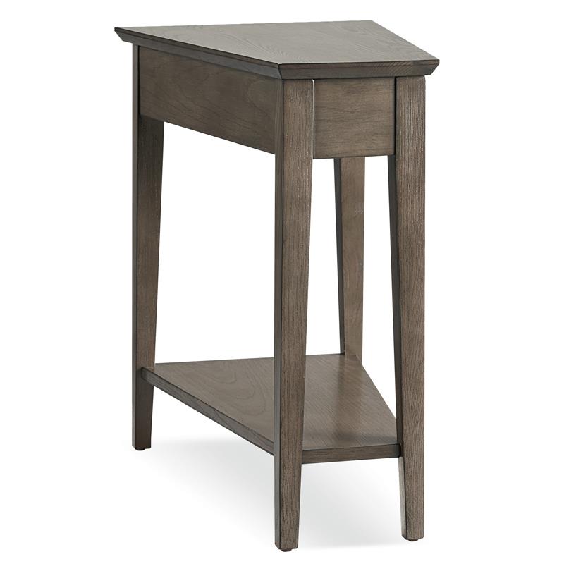 Home Square 2 Piece Solid Wood Wedge End Table Set in Soft Smoke Gray