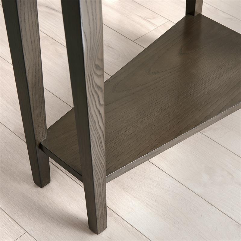Home Square 2 Piece Solid Wood Wedge End Table Set in Soft Smoke Gray