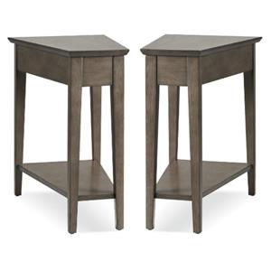 Home Square 2 Piece Solid Wood Wedge End Table Set in Soft Smoke Gray