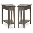 Home Square 2 Piece Solid Wood Wedge End Table Set in Soft Smoke Gray