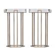 Home Square Textured Metal Base Round End Table in Antique Brass - Set of 2