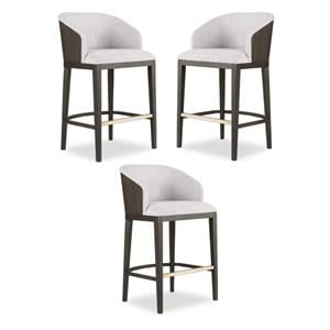 Home Square Upholstered Bar Stool in Midnight Brown - Set of 3