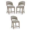 Home Square Fabric Barrel Back Counter Stool in Soft Gray - Set of 3