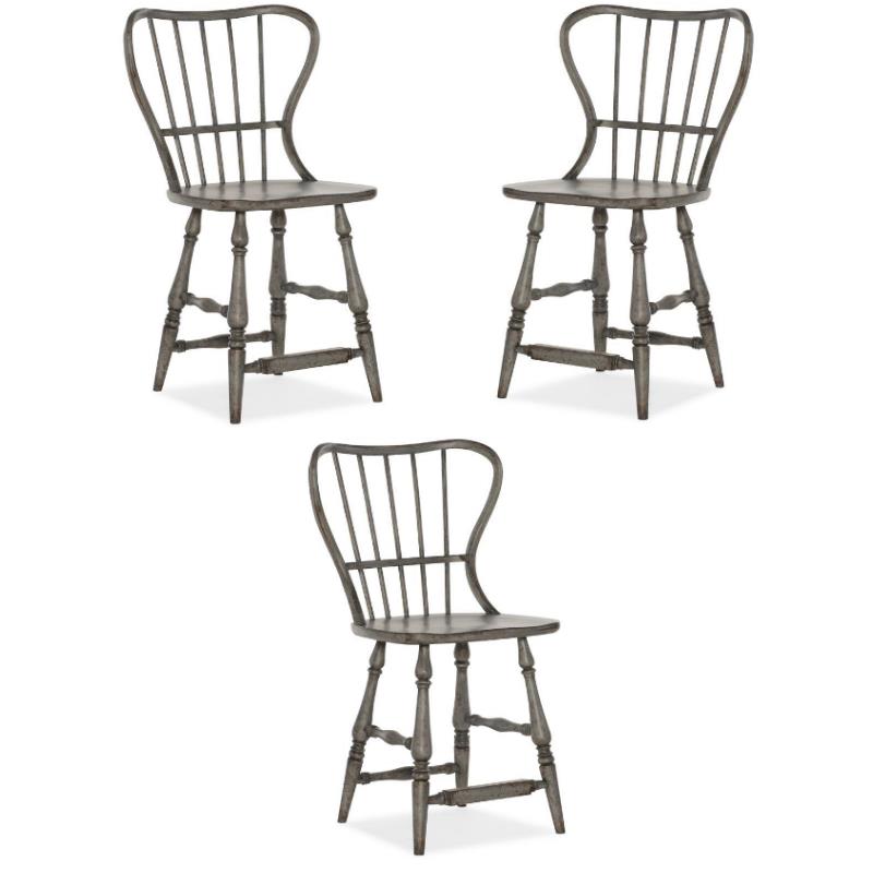 Home Square Dining Room Spindle Back Counter Stool in Speckled Gray - Set of 3