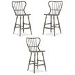 Home Square Dining Room Spindle Back Bar Stool in Speckled Gray - Set of 3