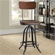 Home Square Adjustable Wood Bar Stool in Textured Black Finish - Set of 2