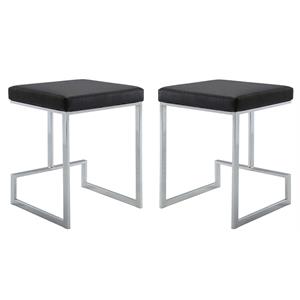 Home Square 24&quot Faux Leather Counter Stool in Black - Set of 2