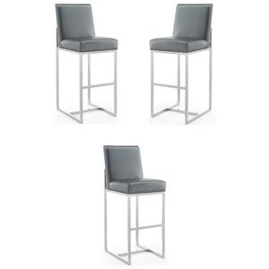 Home Square 42&quot Faux Leather Barstool in Graphite Gray - Set of 3