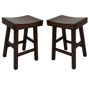 Home Square 25&quot Wood Counter Stool in Espresso Finish - Set of 2