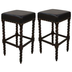 Home Square 30&quot Bar Stool in Espresso Brown Leatherette - Set of 2