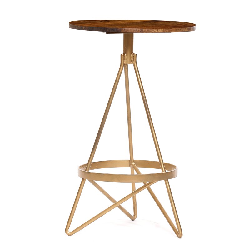 Home Square Wood Counter Height Stool in Elm and Gold - Set of 2