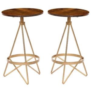 Home Square Wood Counter Height Stool in Elm and Gold - Set of 2