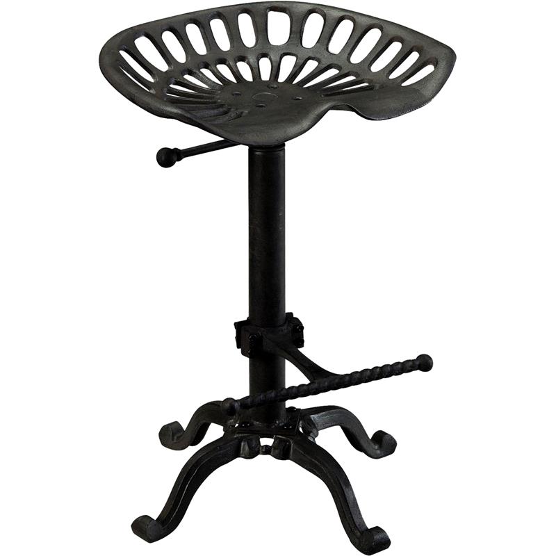 Home Square Adjustable Tractor Seat Stool in Black - Set of 2