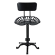 Home Square Tractor Seat Stool with Back in Black - Set of 2