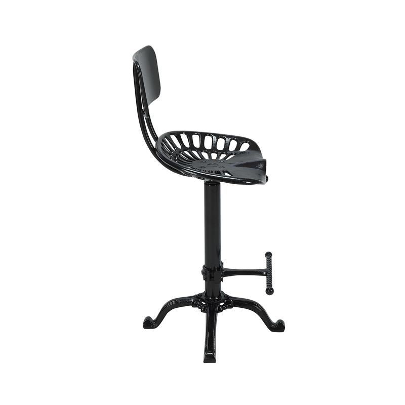 Home Square Tractor Seat Stool with Back in Black - Set of 2