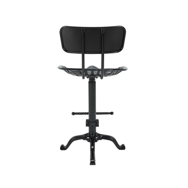 Home Square Tractor Seat Stool with Back in Black - Set of 2