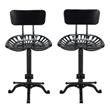 Home Square Tractor Seat Stool with Back in Black - Set of 2