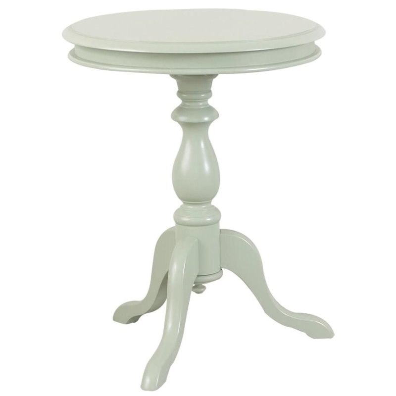 Home Square Side Table with Lathe-Turned Pedestal in Antique Ivory - Set of 2