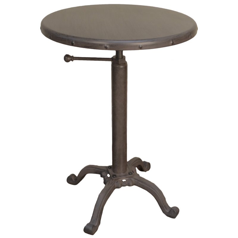 Home Square Adjustable Vintage Height Table in Industrial Finish - Set of 2