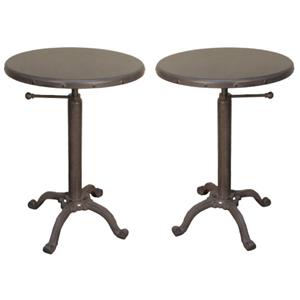 Home Square Adjustable Vintage Height Table in Industrial Finish - Set of 2