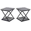 Home Square Metal Side Table in Gray and Black Finish - Set of 2