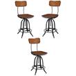 Home Square Adjustable Wood Bar Stool in Textured Black Finish - Set of 3