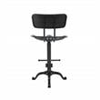 Home Square Tractor Seat Stool with Back in Black - Set of 3