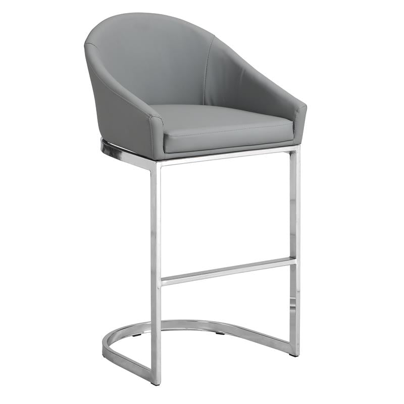 Home Square 26 Inch Upholstered Counter Stool in Gray - Set of 3