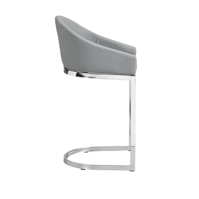 Home Square 26 Inch Upholstered Counter Stool in Gray - Set of 3