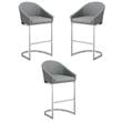 Home Square 26 Inch Upholstered Counter Stool in Gray - Set of 3