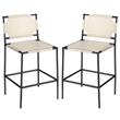 Home Square Transitional Leather Counter Stool in Off White - Set of 2