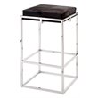 Home Square Stainless Steel Hide Bar Stool in Nickel & Espresso - Set of 2