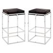 Home Square Stainless Steel Hide Bar Stool in Nickel & Espresso - Set of 2