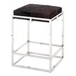 Home Square Stainless Steel Hide Counter Stool in Nickel & Espresso - Set of 2