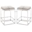 Home Square Modern Stainless Steel Hide Counter Stool in Nickel Gray - Set of 2