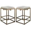 Home Square Modern Steel Metal Hide Counter Stool in Antique Brass - Set of 2