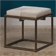 Home Square Traditional Metal & Leather Hide Stool in Nickel & White - Set of 2