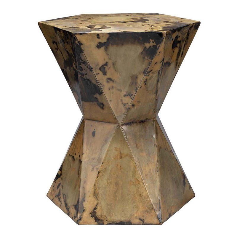 Home Square Small Crown Modern Iron Sheet Metal Side Table in Brown - Set of 2