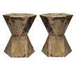 Home Square Small Crown Modern Iron Sheet Metal Side Table in Brown - Set of 2