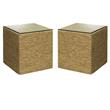 Home Square Square Coastal Glass Side Table in Natural - Set of 2