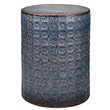 Home Square Wildflower Coastal Ceramic Side Table in Dark Blue - Set of 2