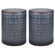 Home Square Wildflower Coastal Ceramic Side Table in Dark Blue - Set of 2