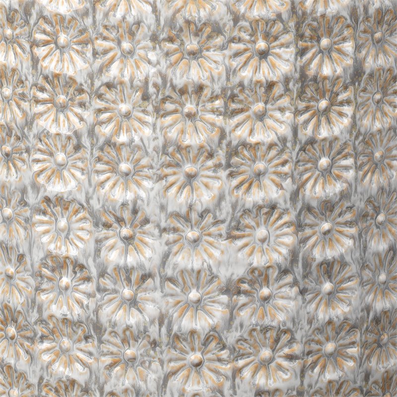 Home Square Wildflower Coastal Ceramic Side Table in Cream - Set of 2