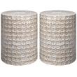 Home Square Wildflower Coastal Ceramic Side Table in Cream - Set of 2