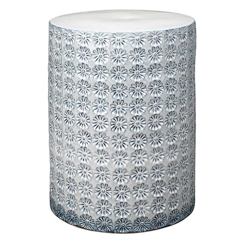 Home Square Wildflower Coastal Ceramic Side Table in White - Set of 2