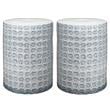 Home Square Wildflower Coastal Ceramic Side Table in White - Set of 2
