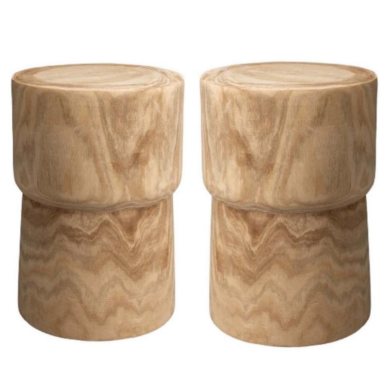 Home Square Traditional Solid Wood Side Table in Natural - Set of 2
